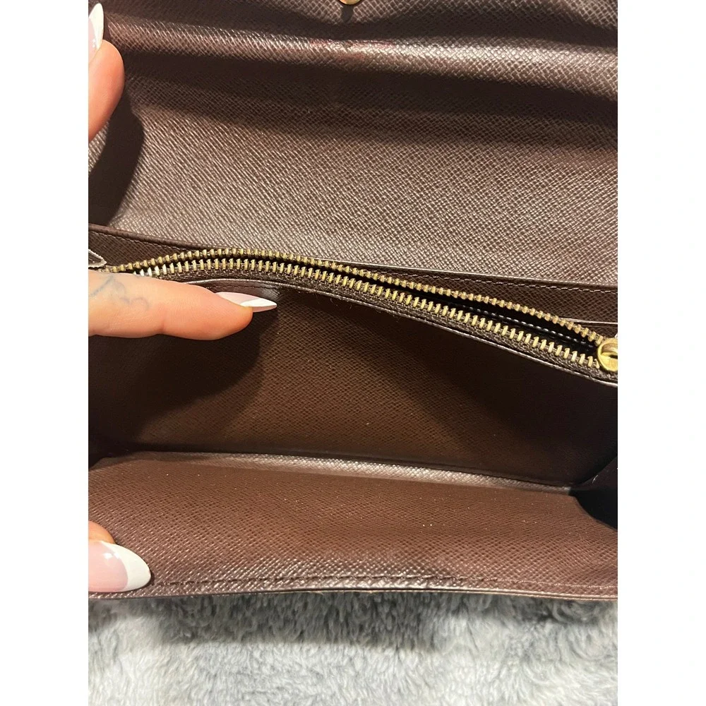 Louis Vuitton Damier Ebene Sarah Wallet Snap‎ Closure Long Bifold - Picture 5 of 7